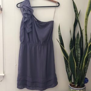 One shouldered purple dress